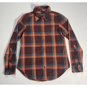 Flylow Women's S Athletic Flannel Long Sleeve Shirt Button Up Pink Purple Blue